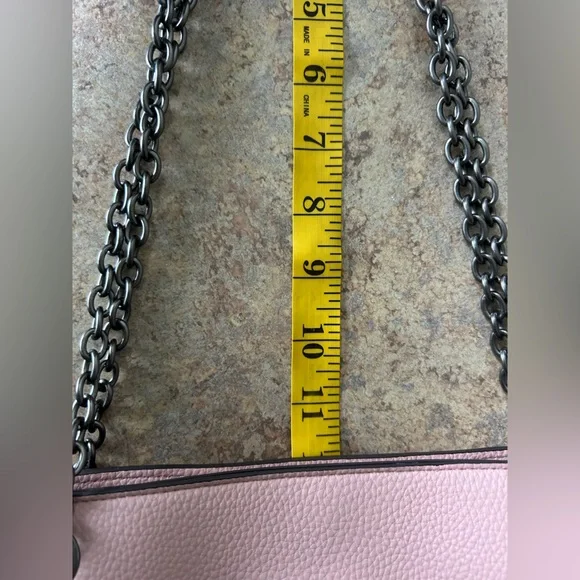 Dolce Vita Rose Colored Vegan Pebbled Leather Shoulder Purse with Chain Strap - Picture 10 of 12